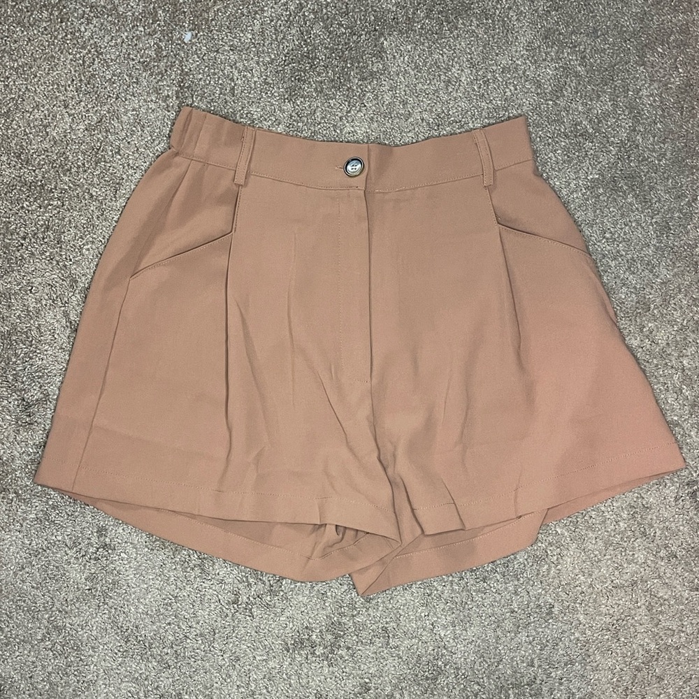 Glam High Waist Tan Women's Shorts